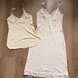 Vintage Shadowline Slip Size 34 Camisole & Full Top Slip Cream & Ivory